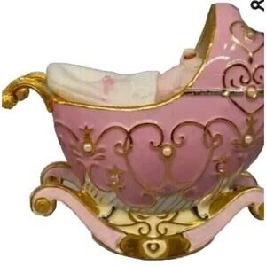 Sweet Slumber, Heirloom Fine Porcelain Musical Rocking Crib Small Porcelain